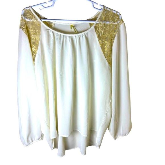 Truth Women's Sheer 3X Cream Lace Top Long Sleeve Blouse Cottagecore - Picture 1 of 5